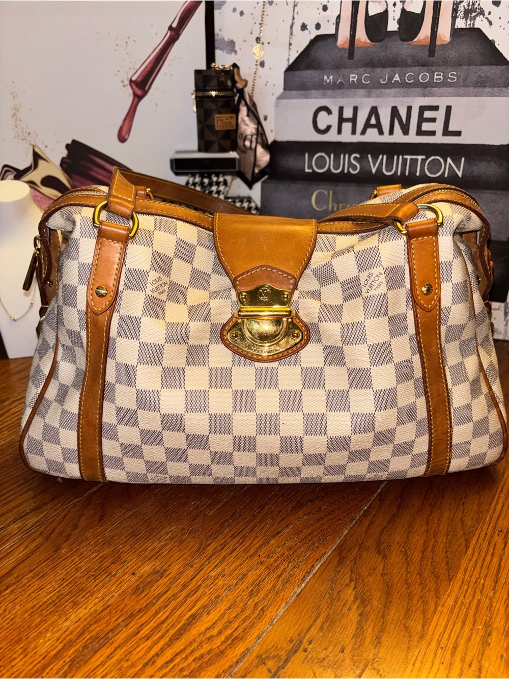 Louis Vuitton Stresa PM Damier Azur Shoulder Bag Authentic COA